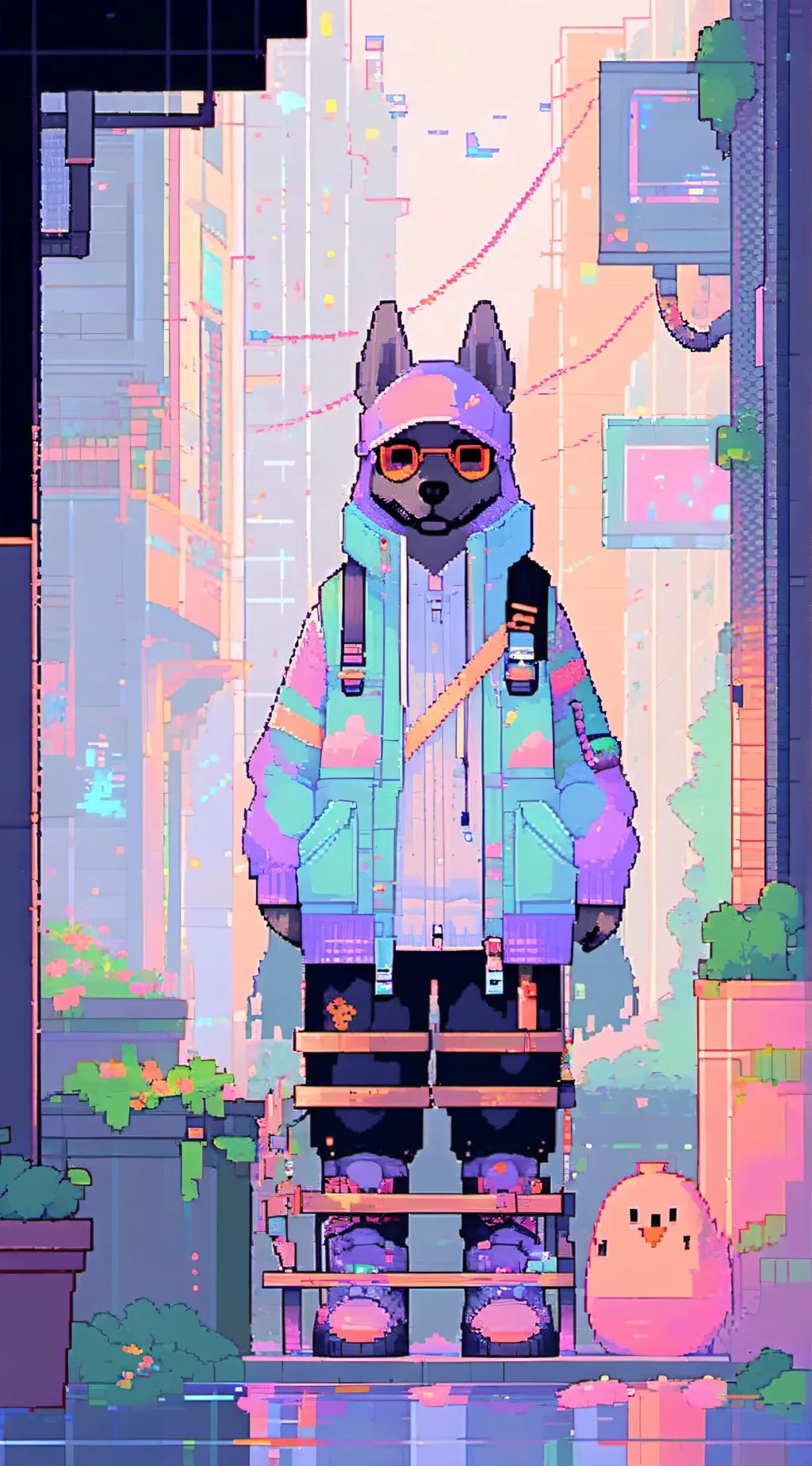 ai character: crafty corns siste background