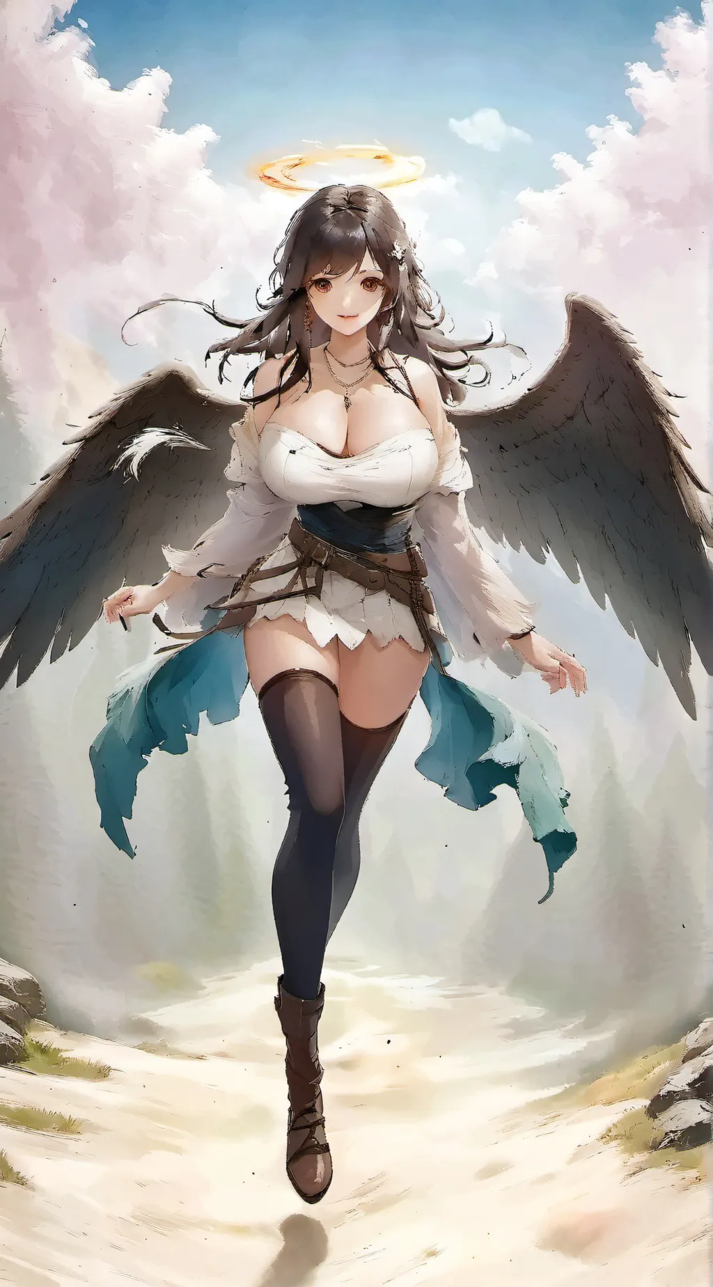 ai character: Angel girl  background