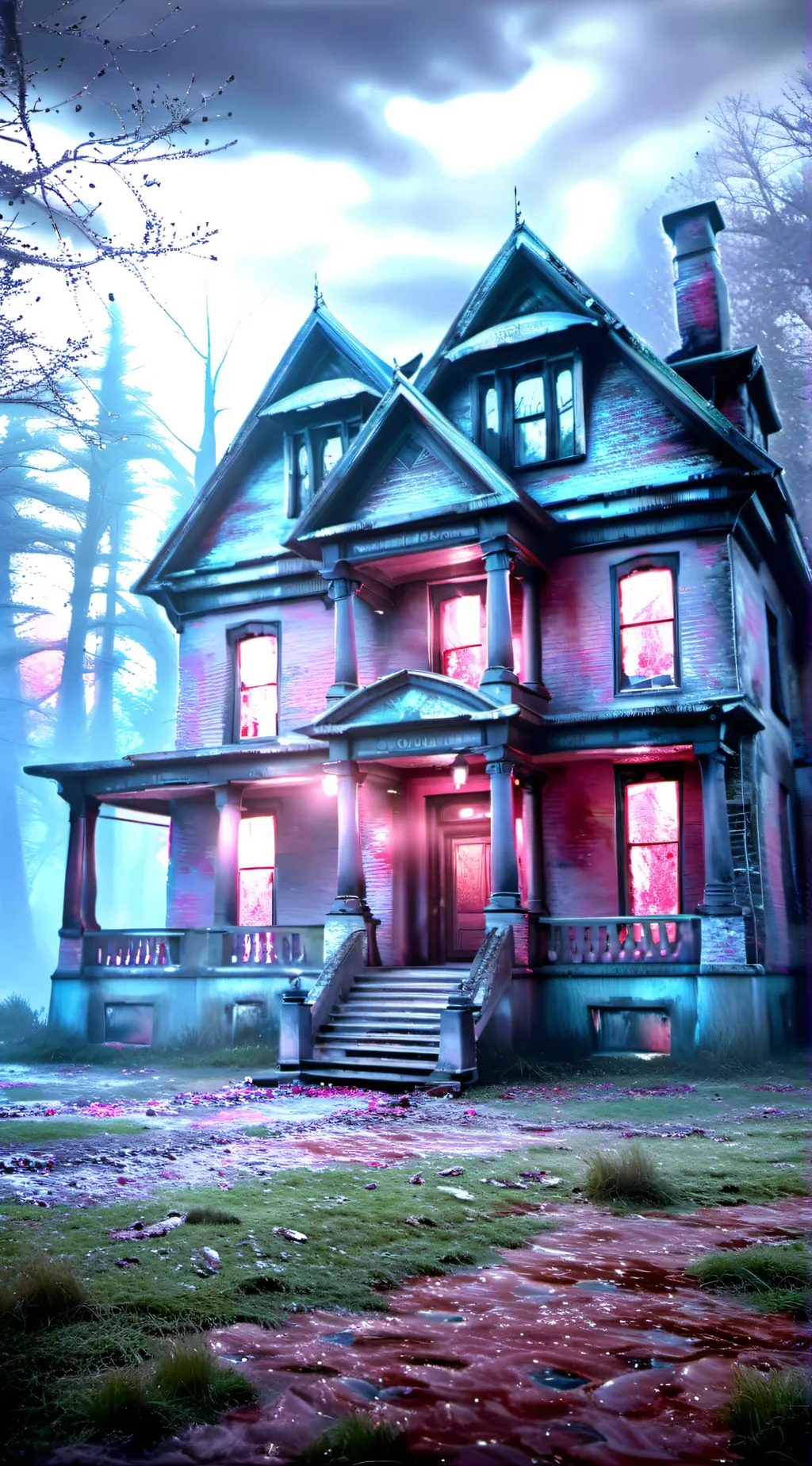 ai character: haunted house background