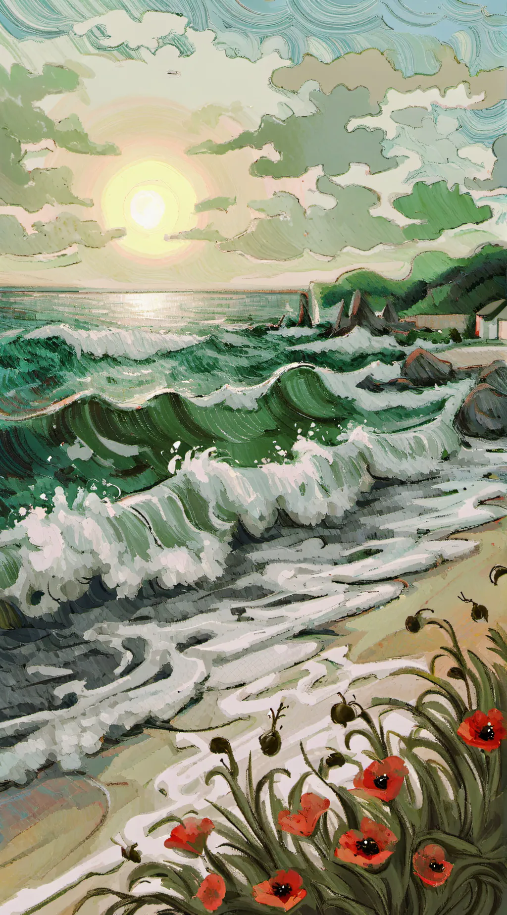 ai character: Mha at the beach background