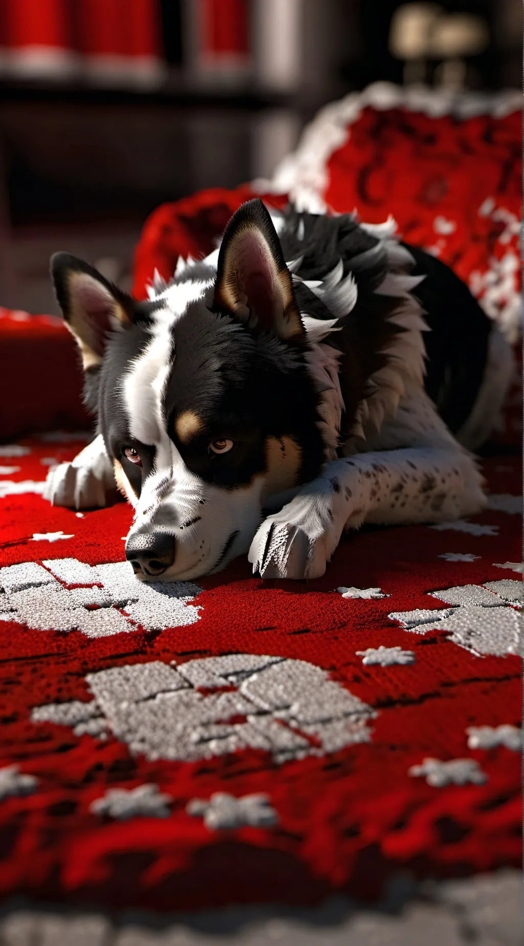 ai character: hungry dog  background