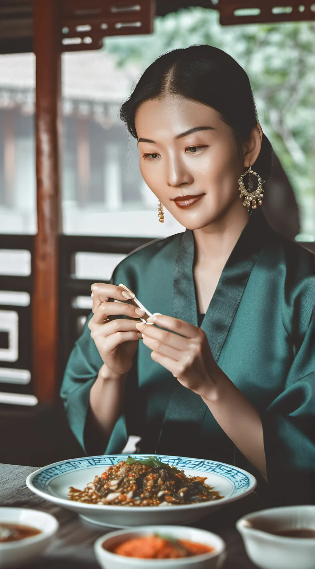 ai character: Asian Woman💀 background