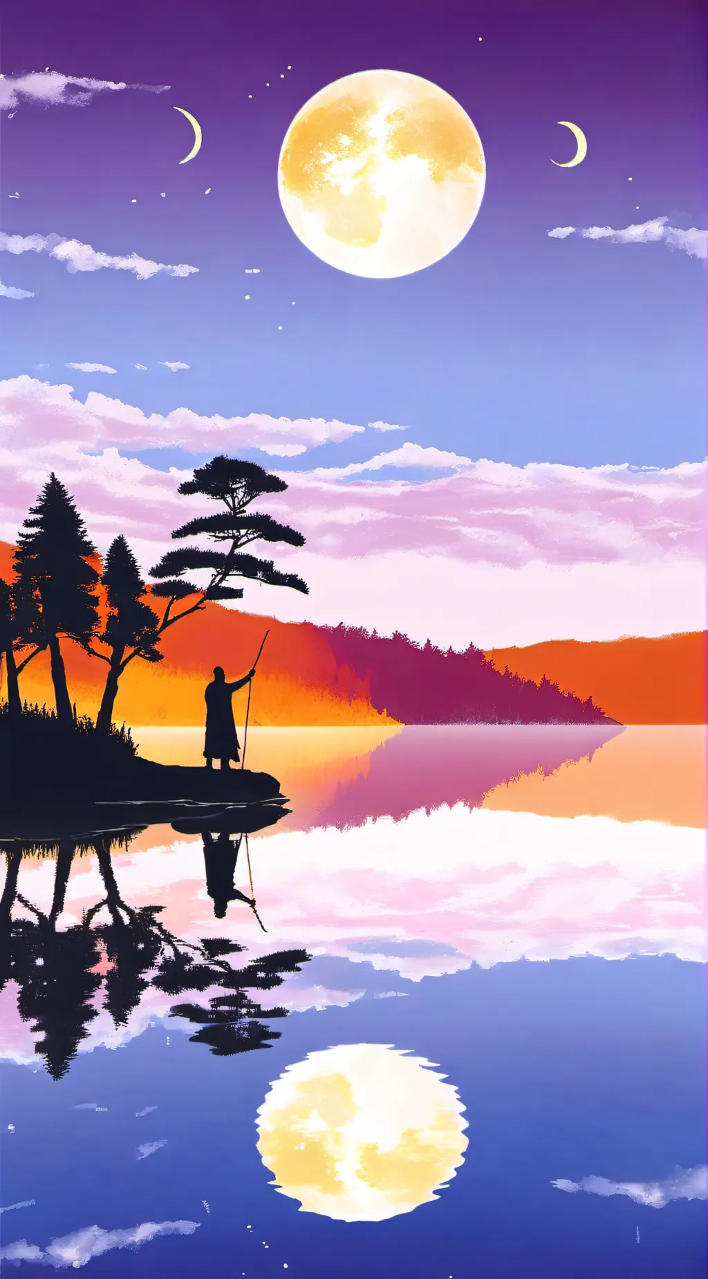 ai character: sun and moon background