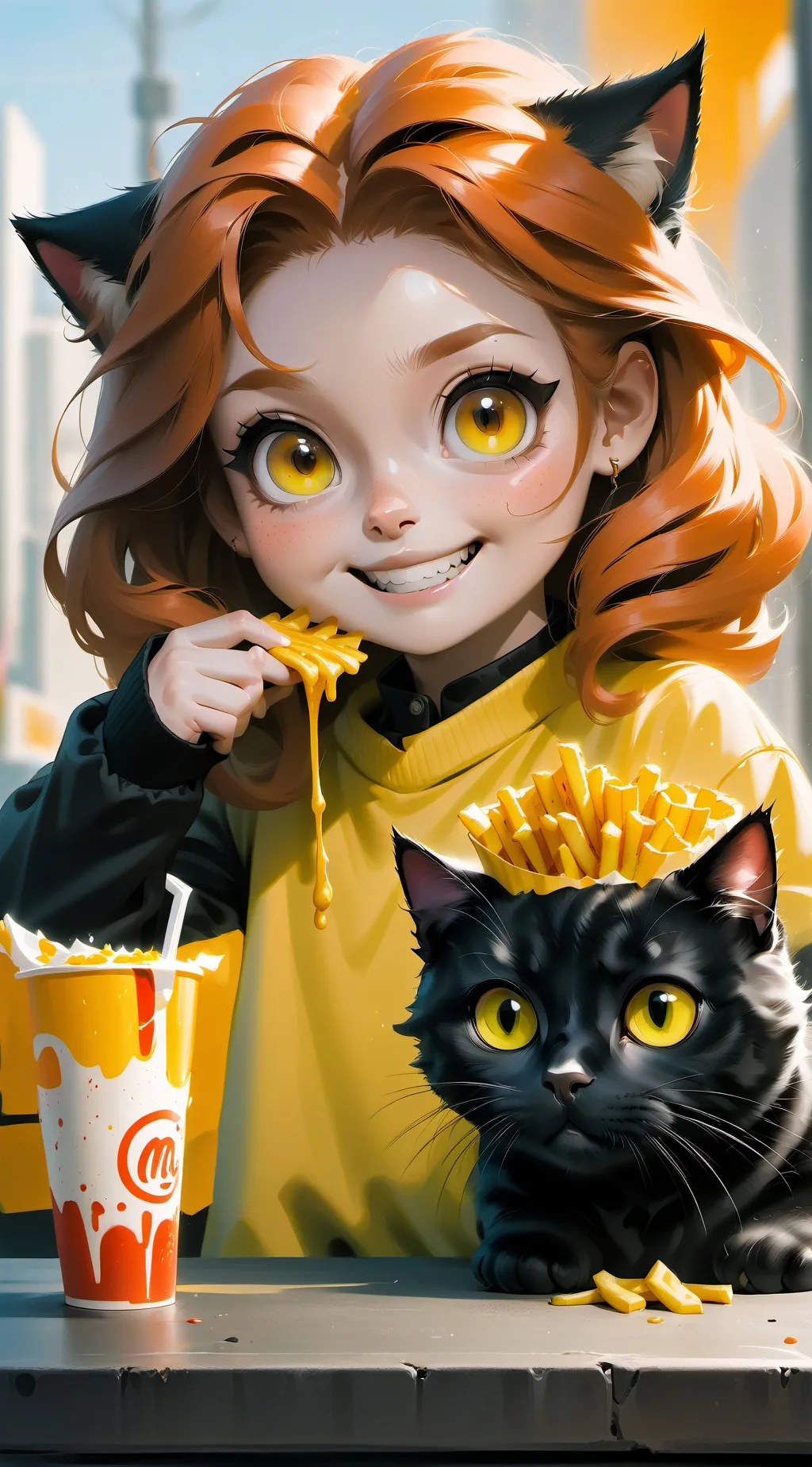 ai character: hungry little girl background