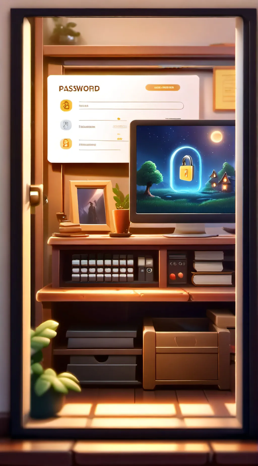 ai character: PASSWORD  background