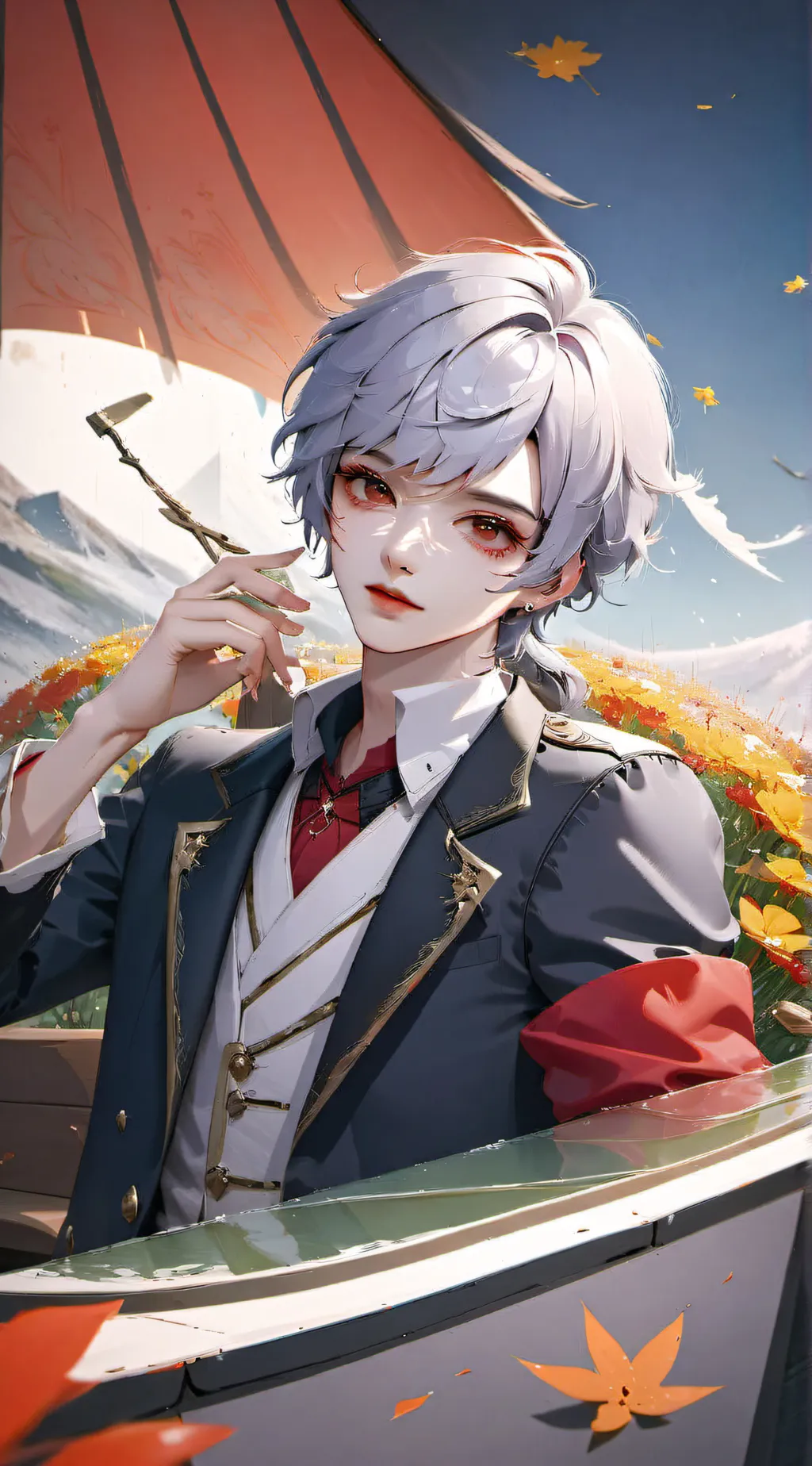 ai character: tamy en silla  background