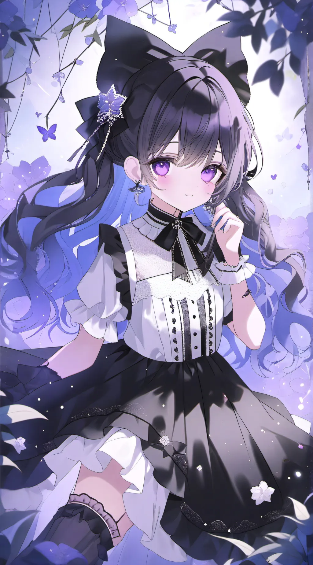 ai character: Flor morada background