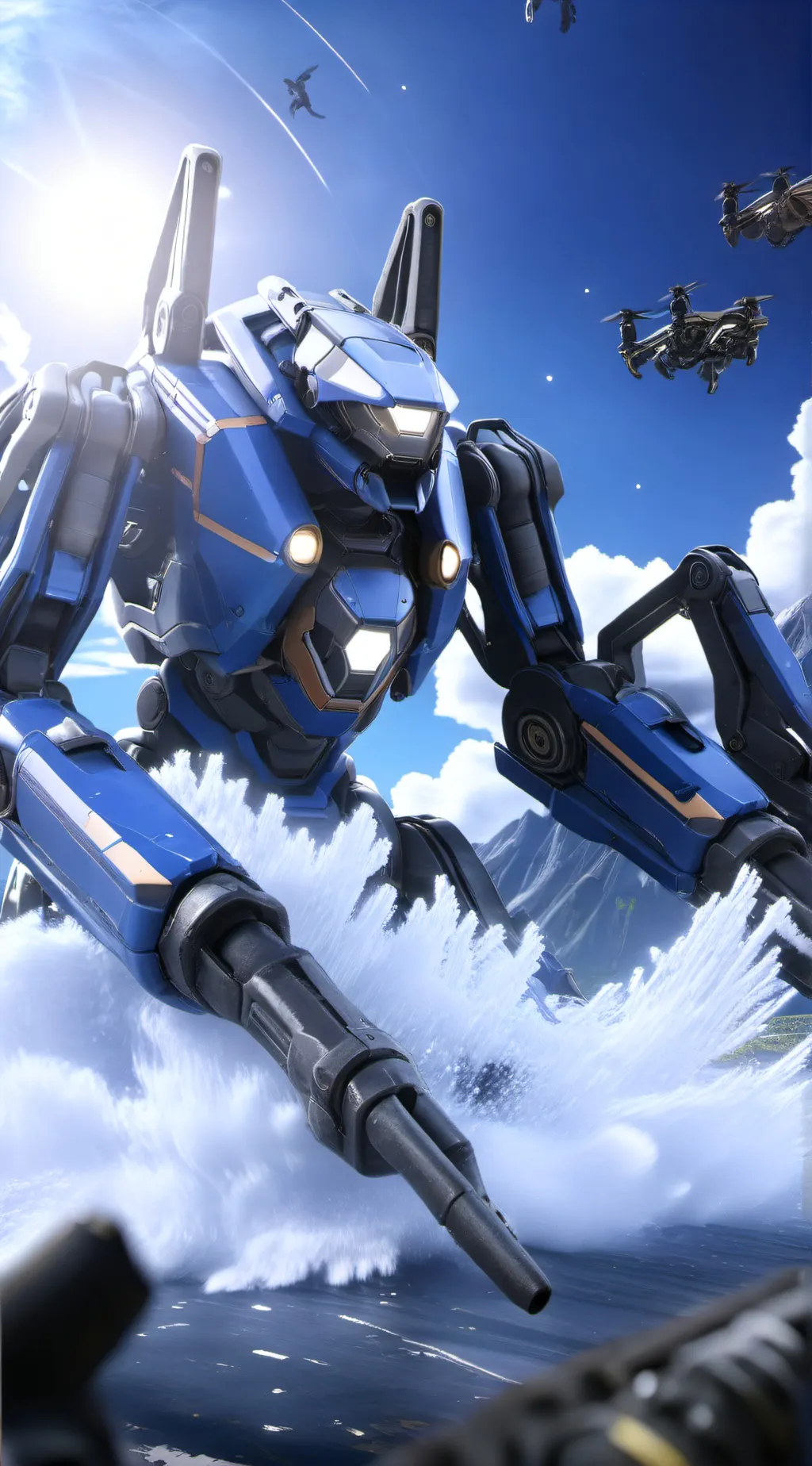 ai character: Big water mech background