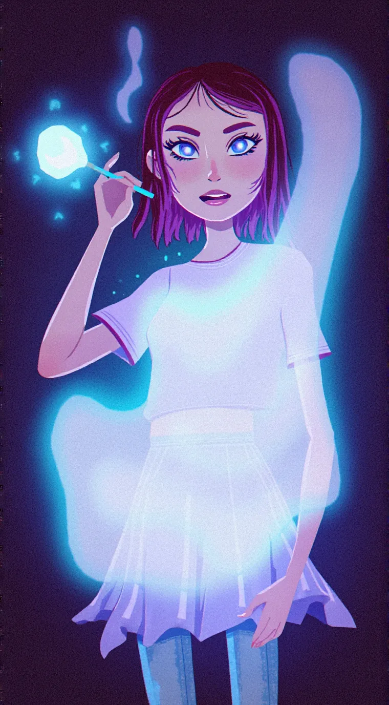 ai character: Violet background