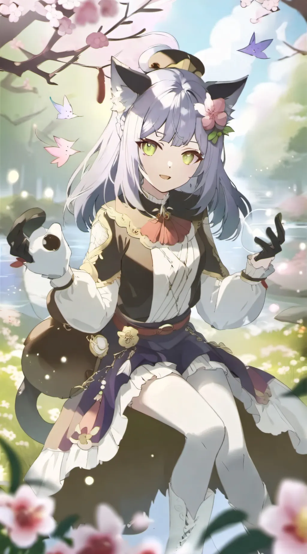 ai character: Cat girl  background