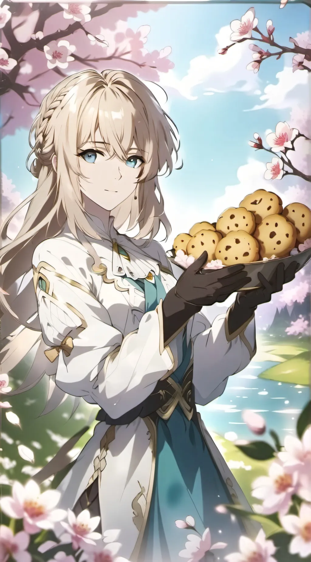 ai character: Rich golden cookie background