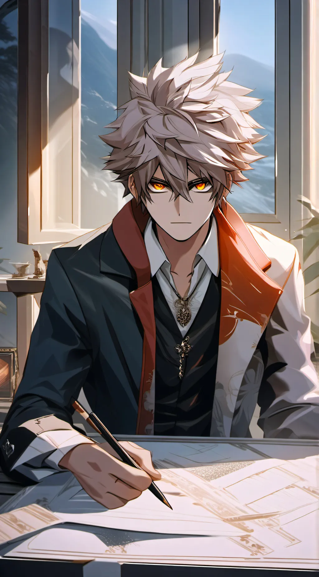 ai character: Katsuki Bakugo  background