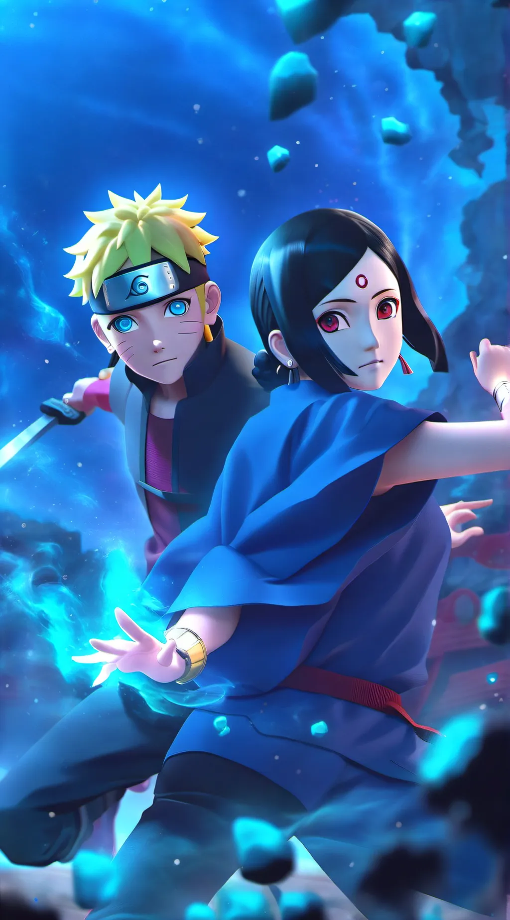 ai character: Boruto and Sarada background
