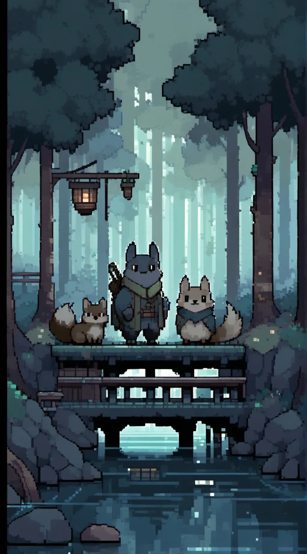 ai character: smilling critters  background