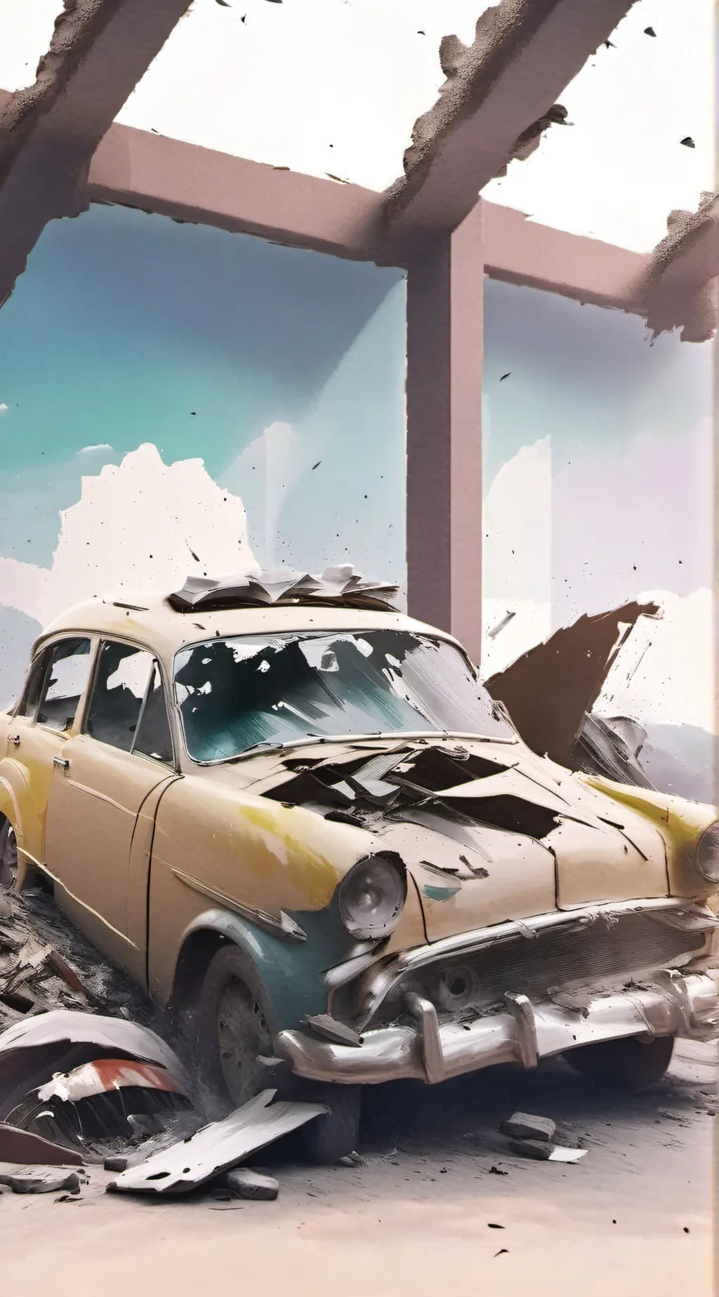 ai character: car crash  background