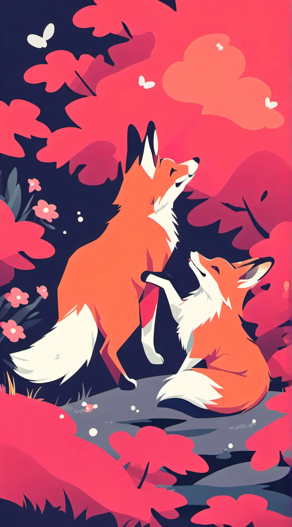 ai character: fox and bunny background