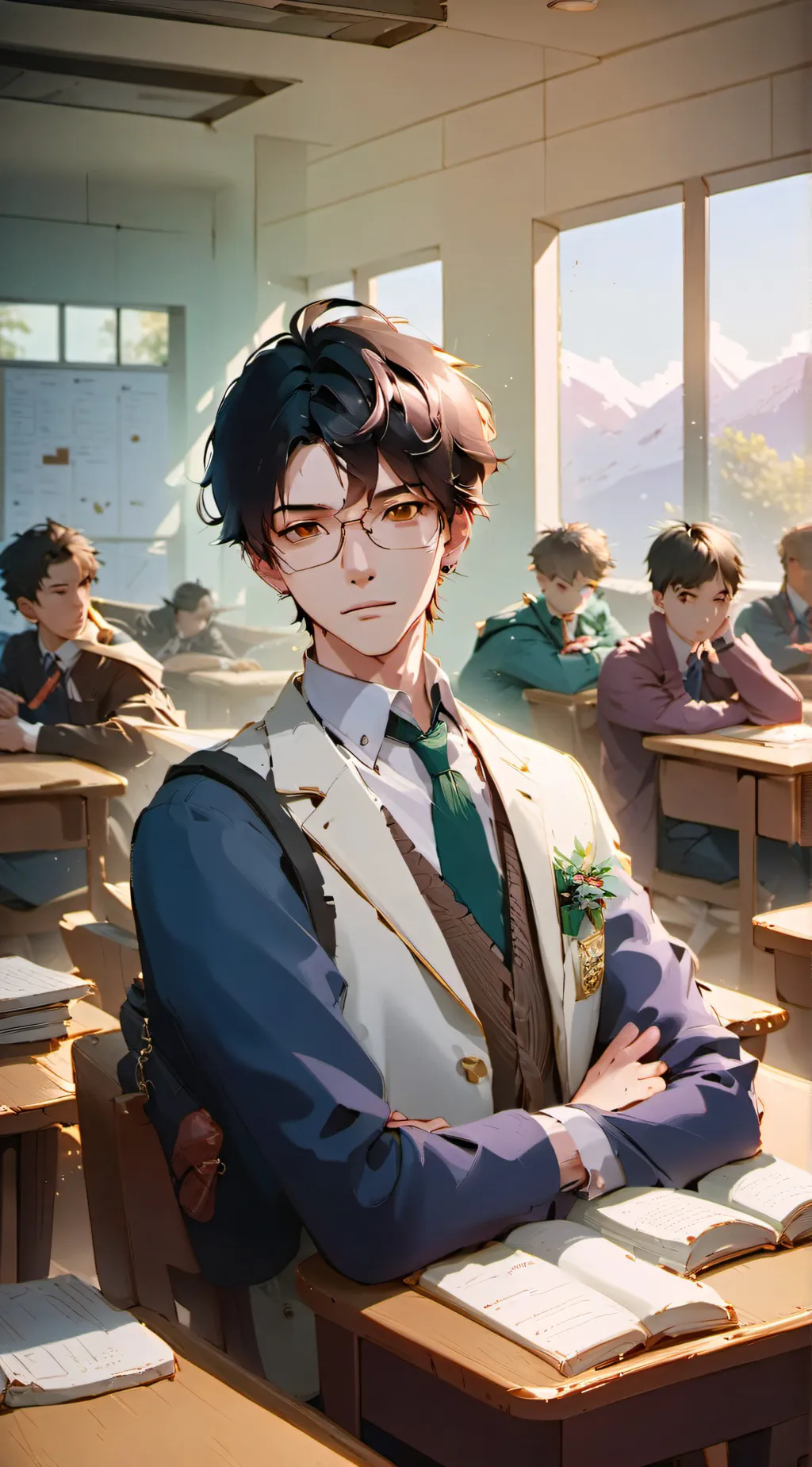 ai character: Giant,vs,tiny schl background