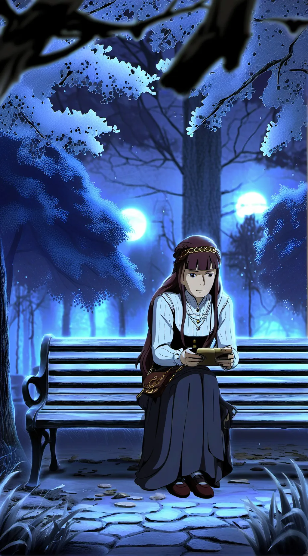 ai character: A girl at a park background