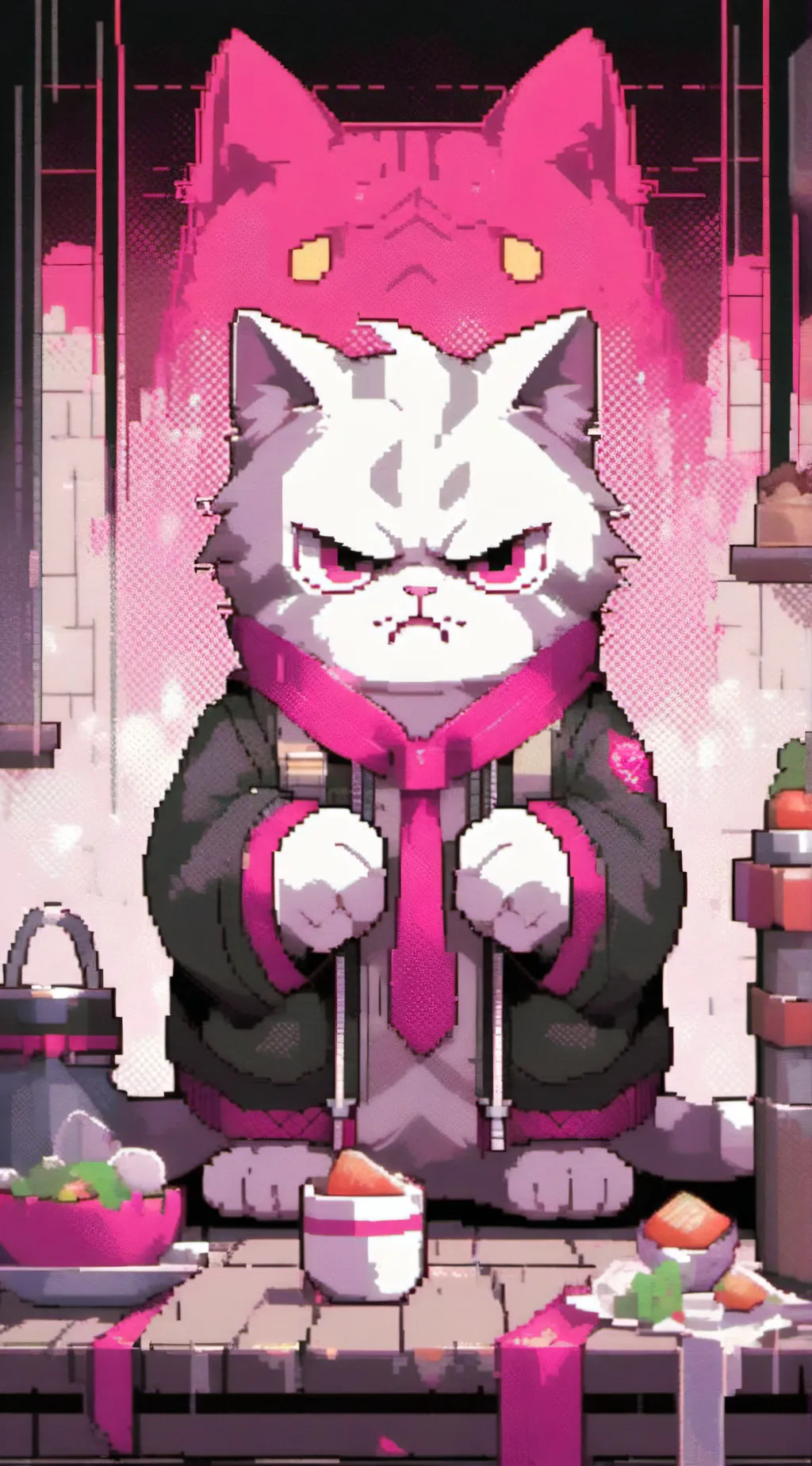 ai character: angry cat background