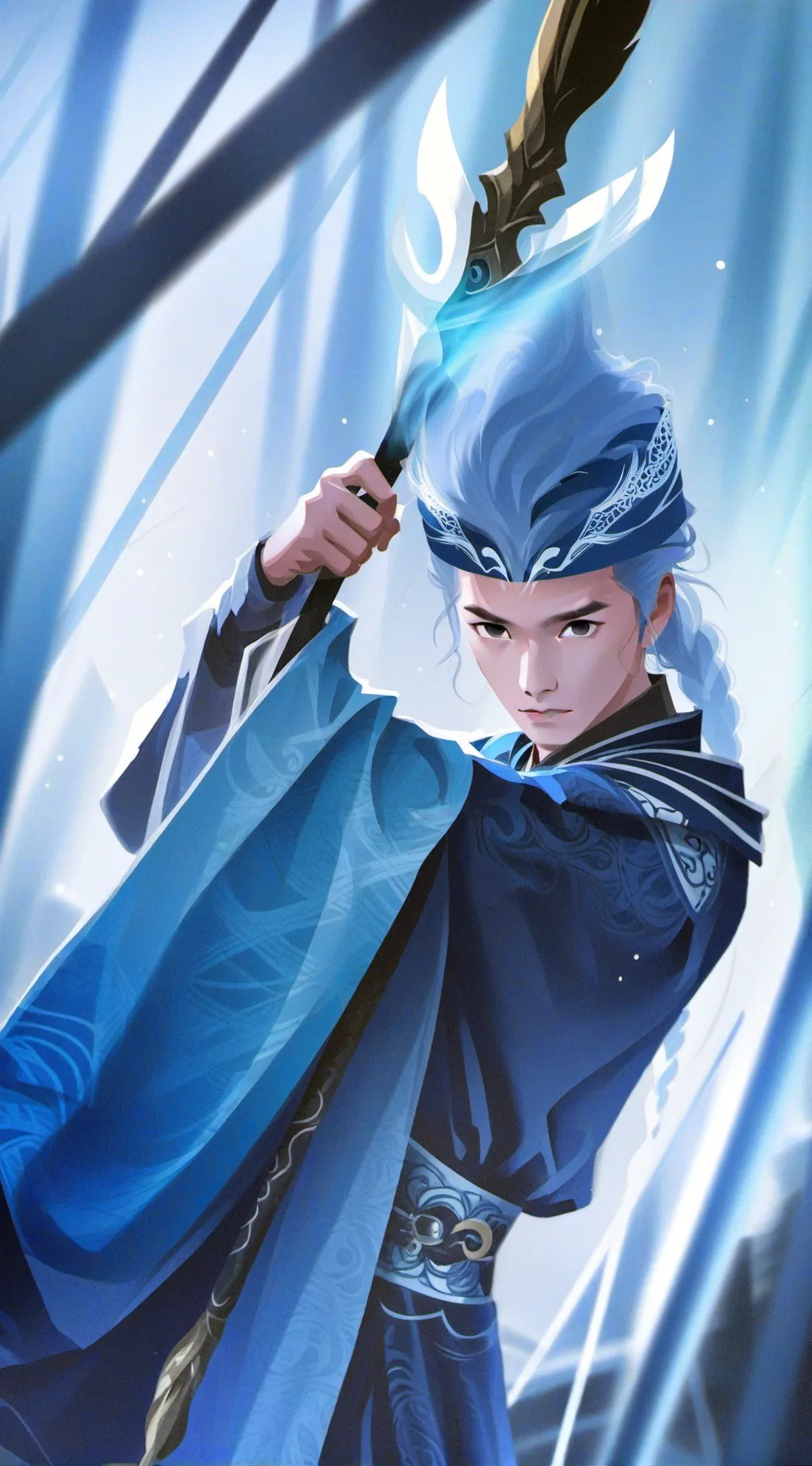 ai character: ice warrior  background