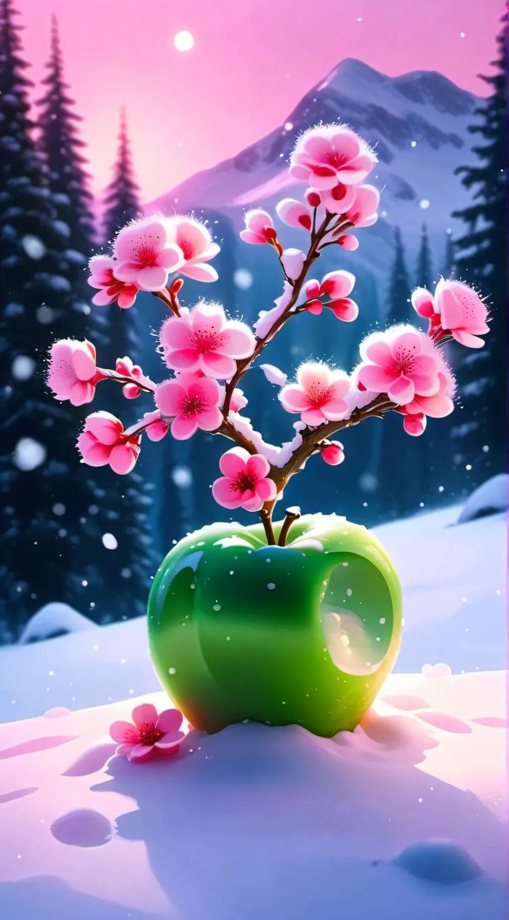 ai character: Pinke Appleblossom background