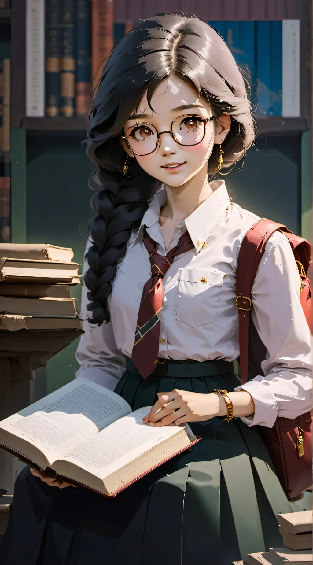 ai character: Nerd Elena  background