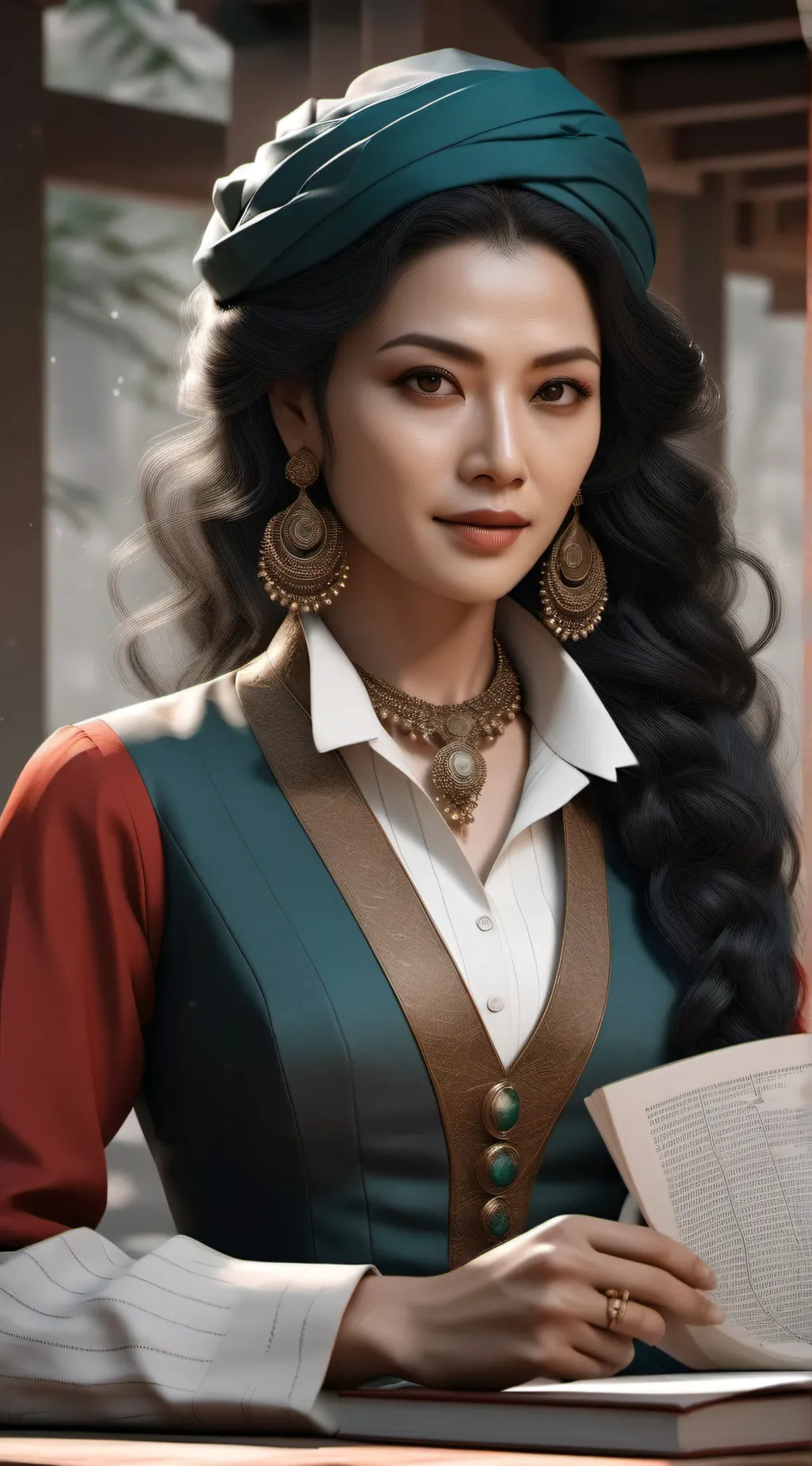 ai character: circle and thavel background