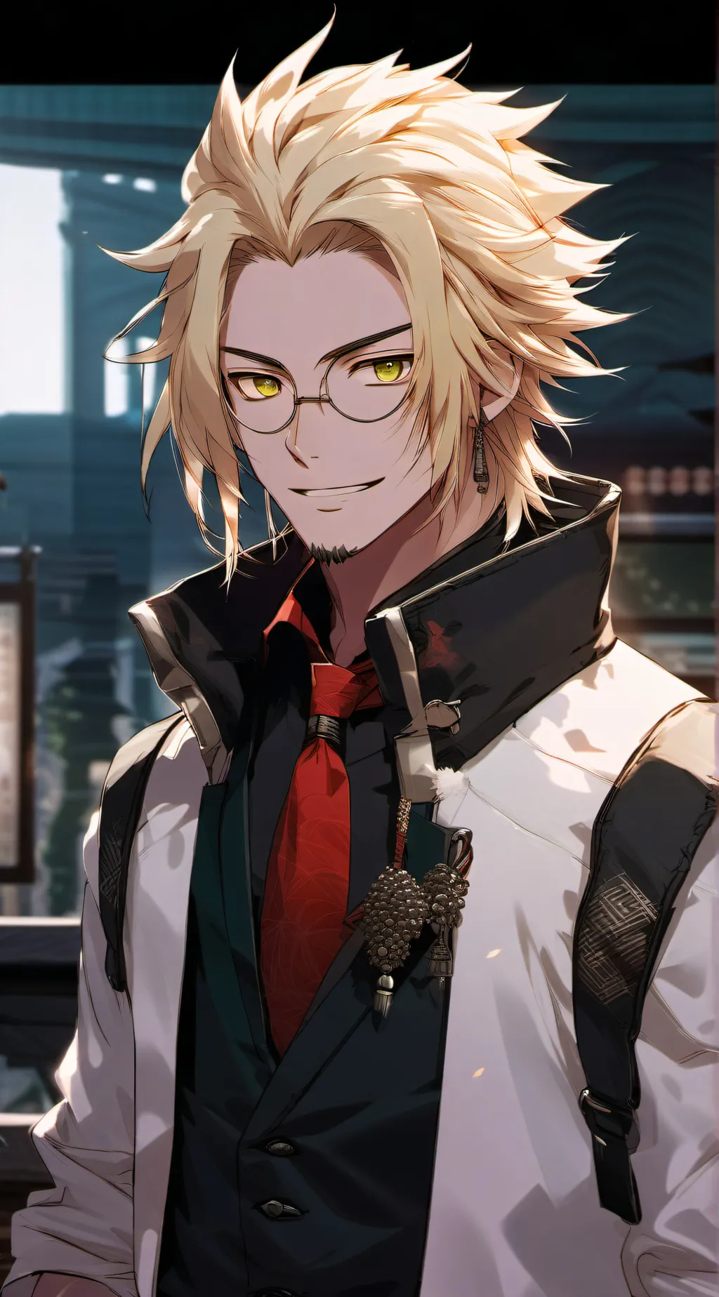 ai character: Present mic  background