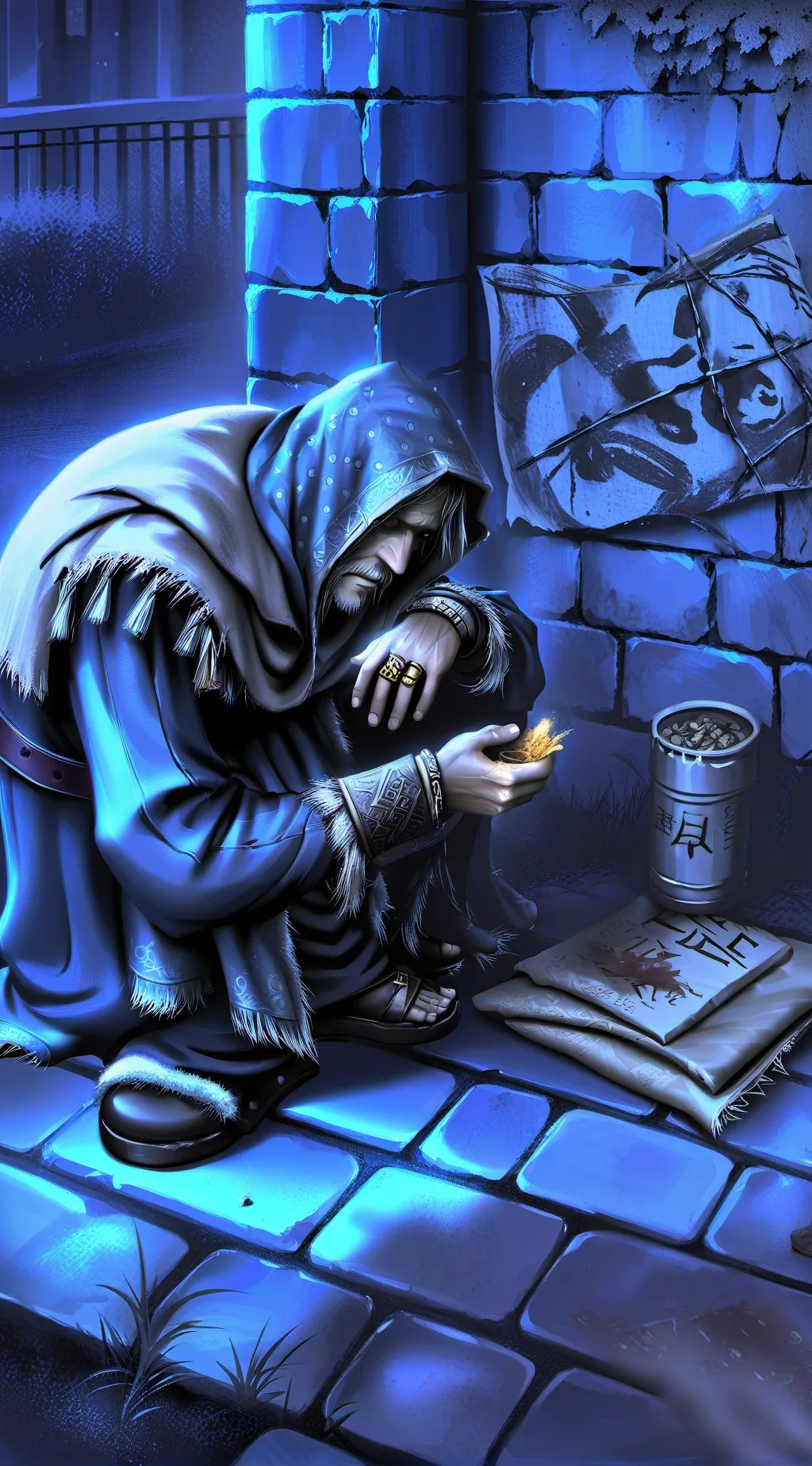 ai character: Wise Beggar background