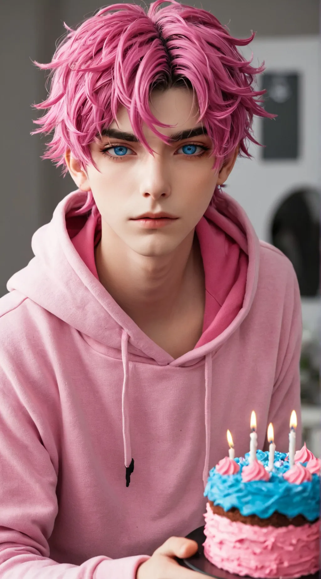 ai character: pink man  background