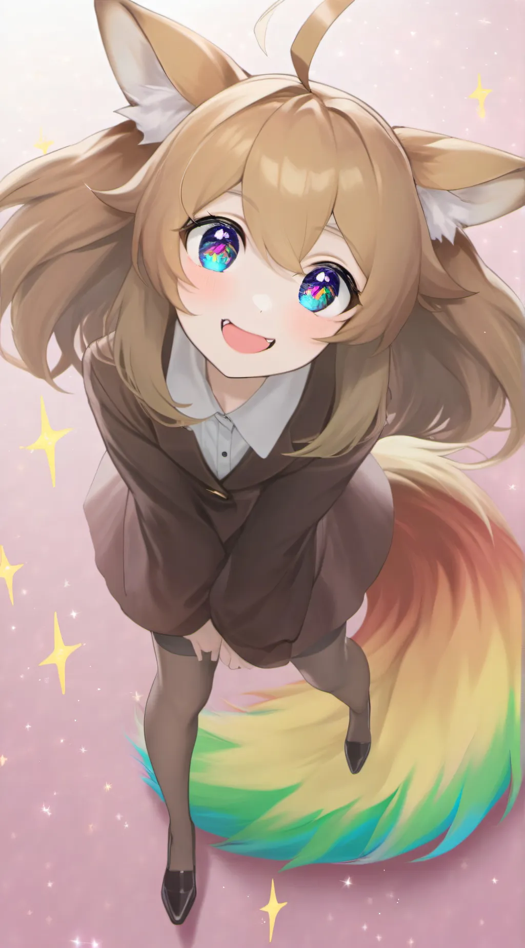 ai character: Rainbow Lux Pup background