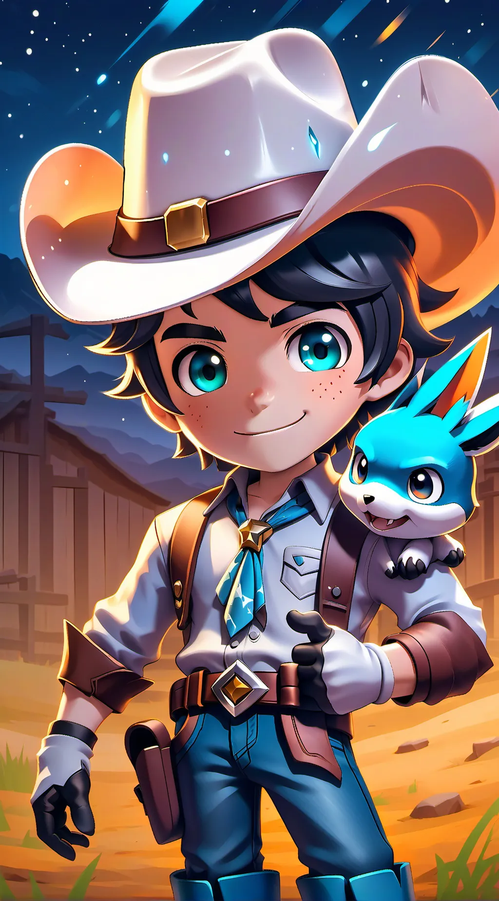 ai character: cowboy kid background