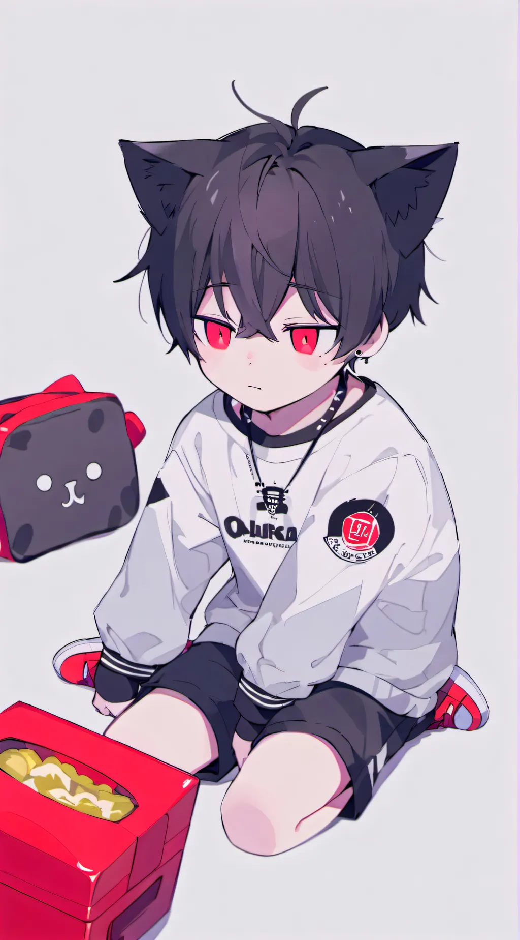 ai character: baby catboy  background