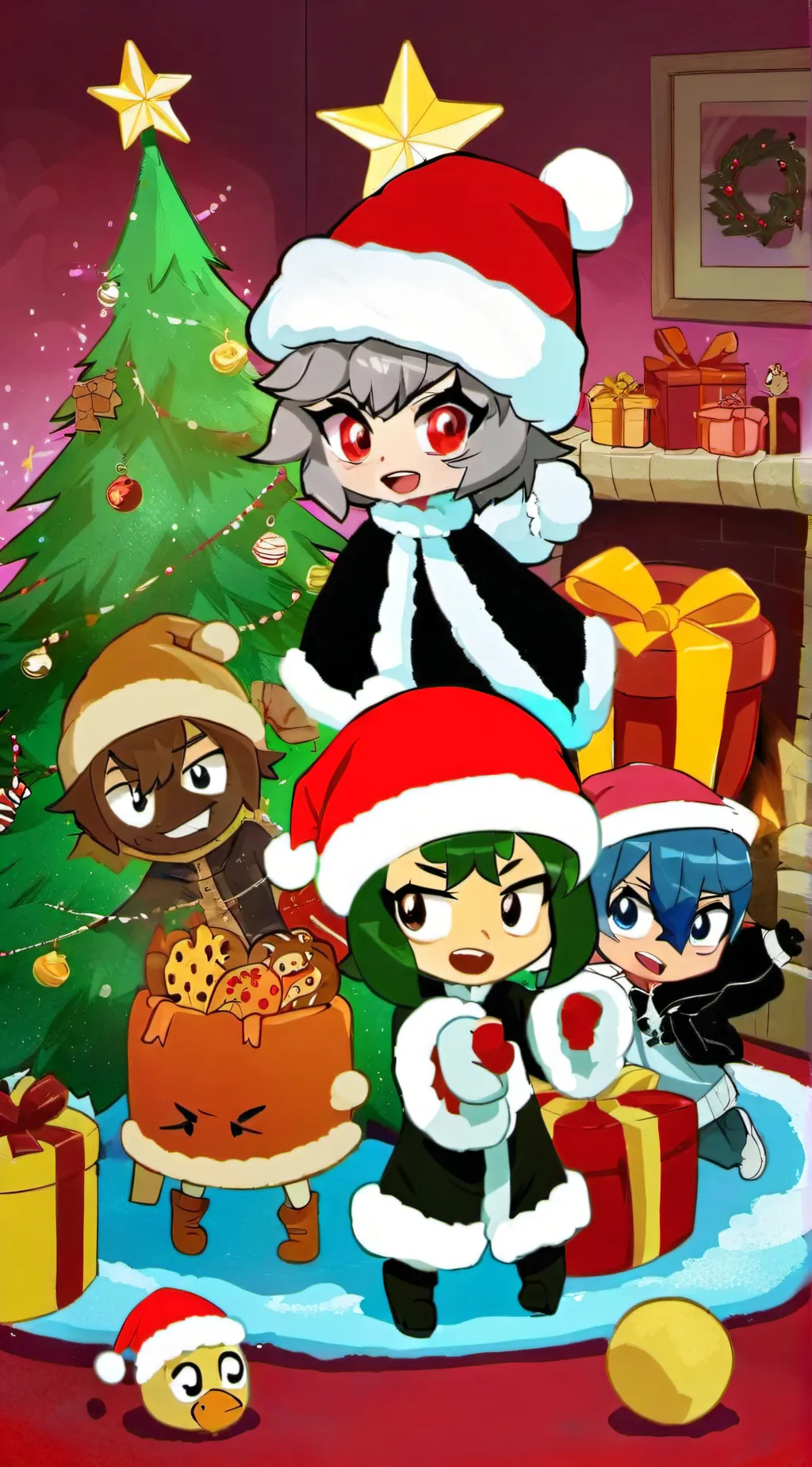 ai character: HH CHRISTMAS 🎄 🎁 background