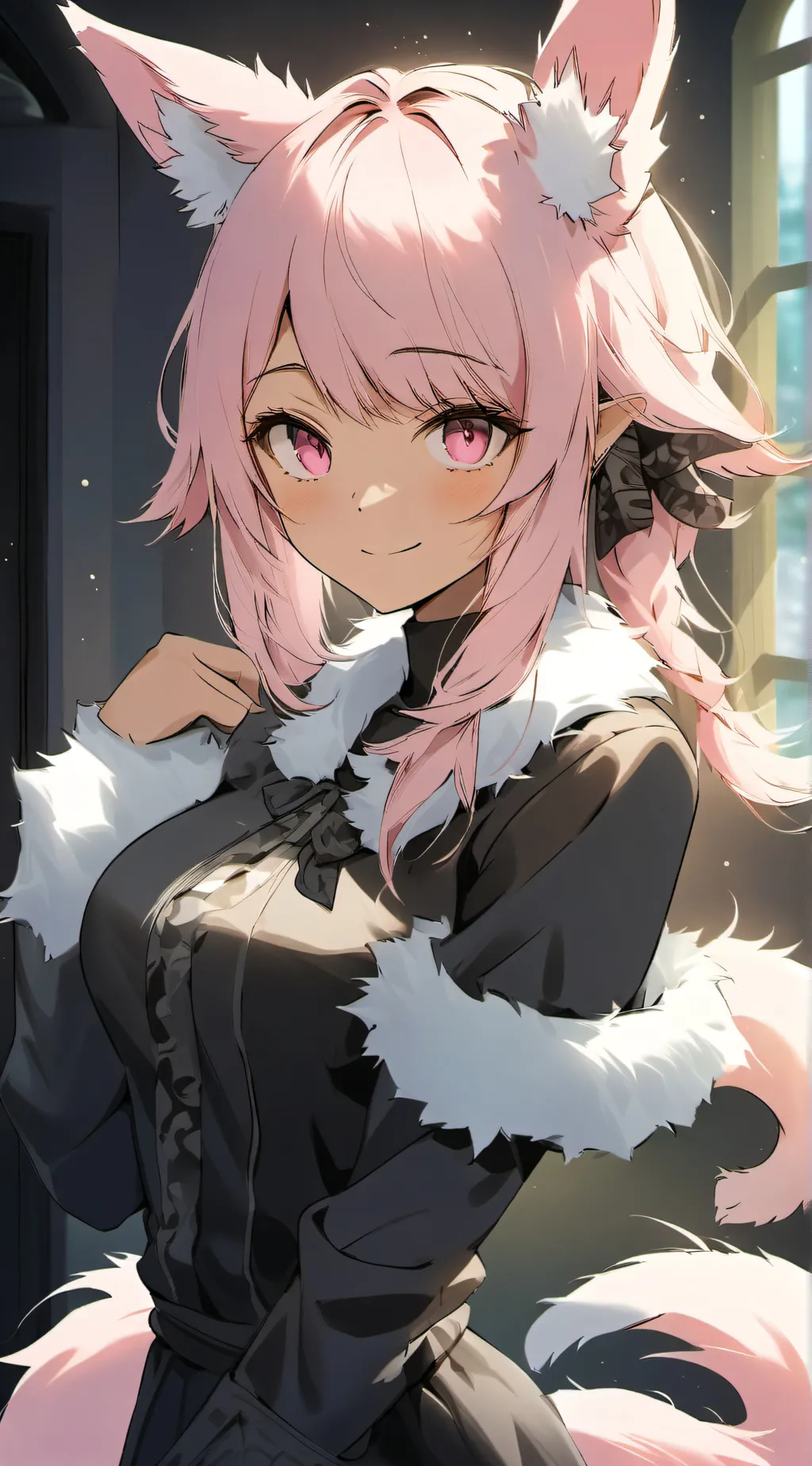 ai character: Pink Giant Furry Girl background
