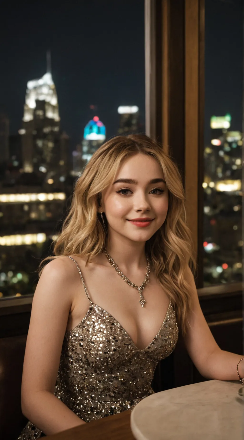 ai character: Sabrina Carpenter  background