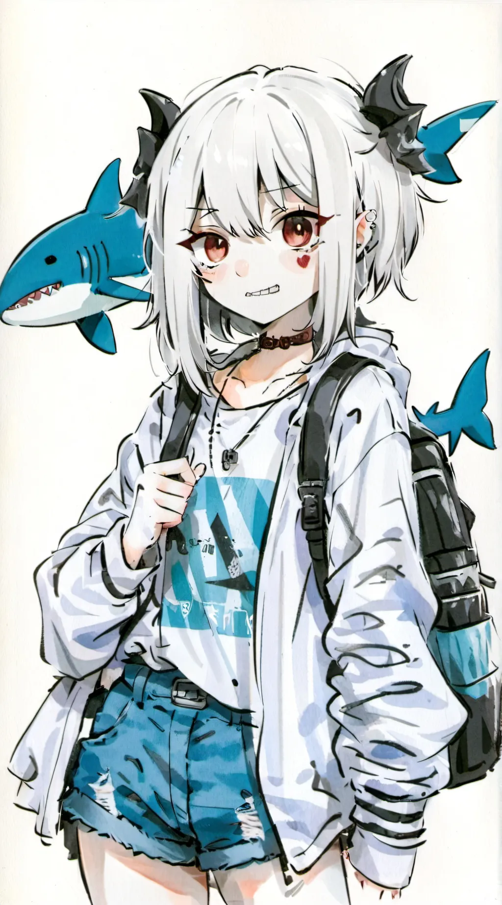 ai character: Jay the shark girl background