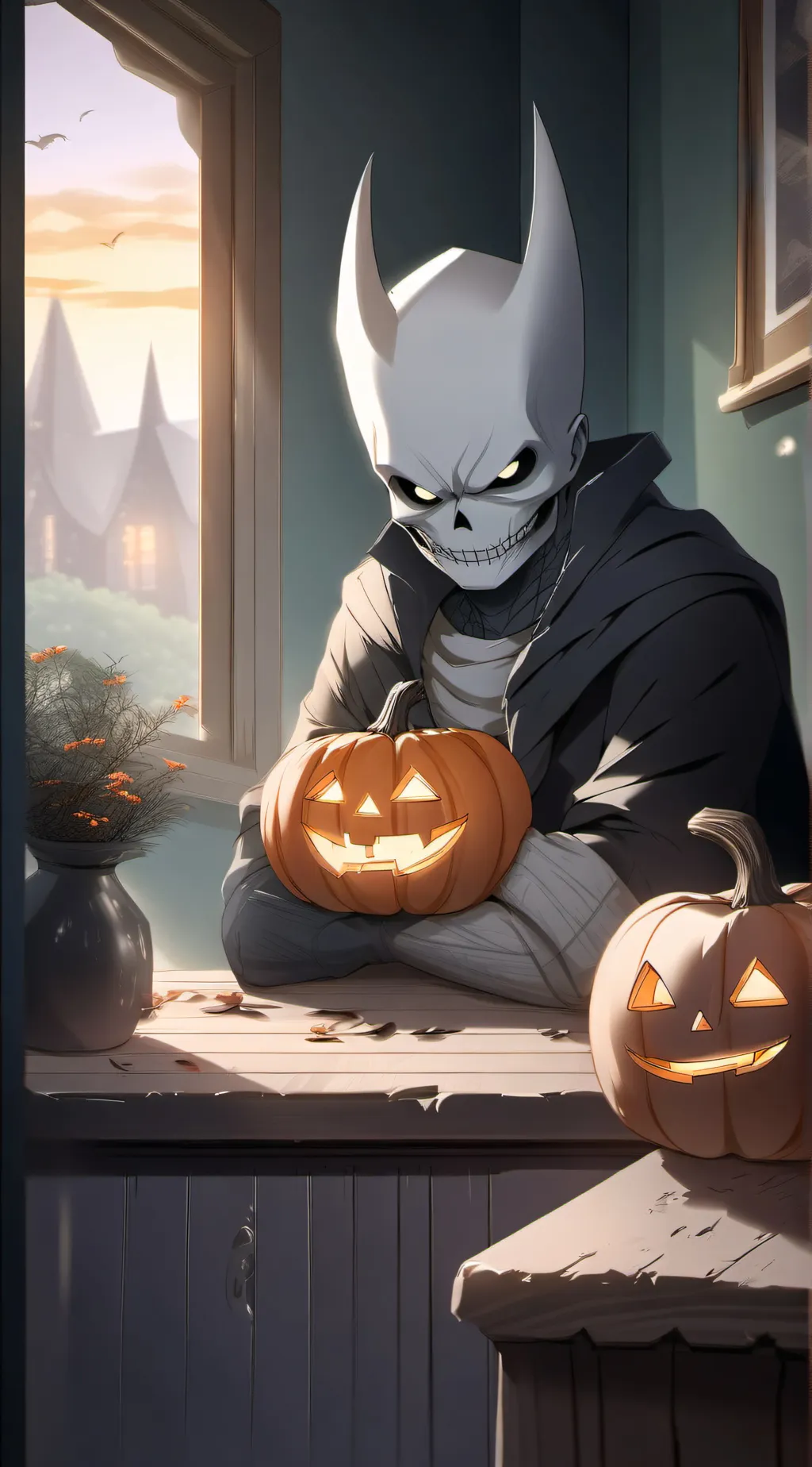 ai character: MHA halloween background