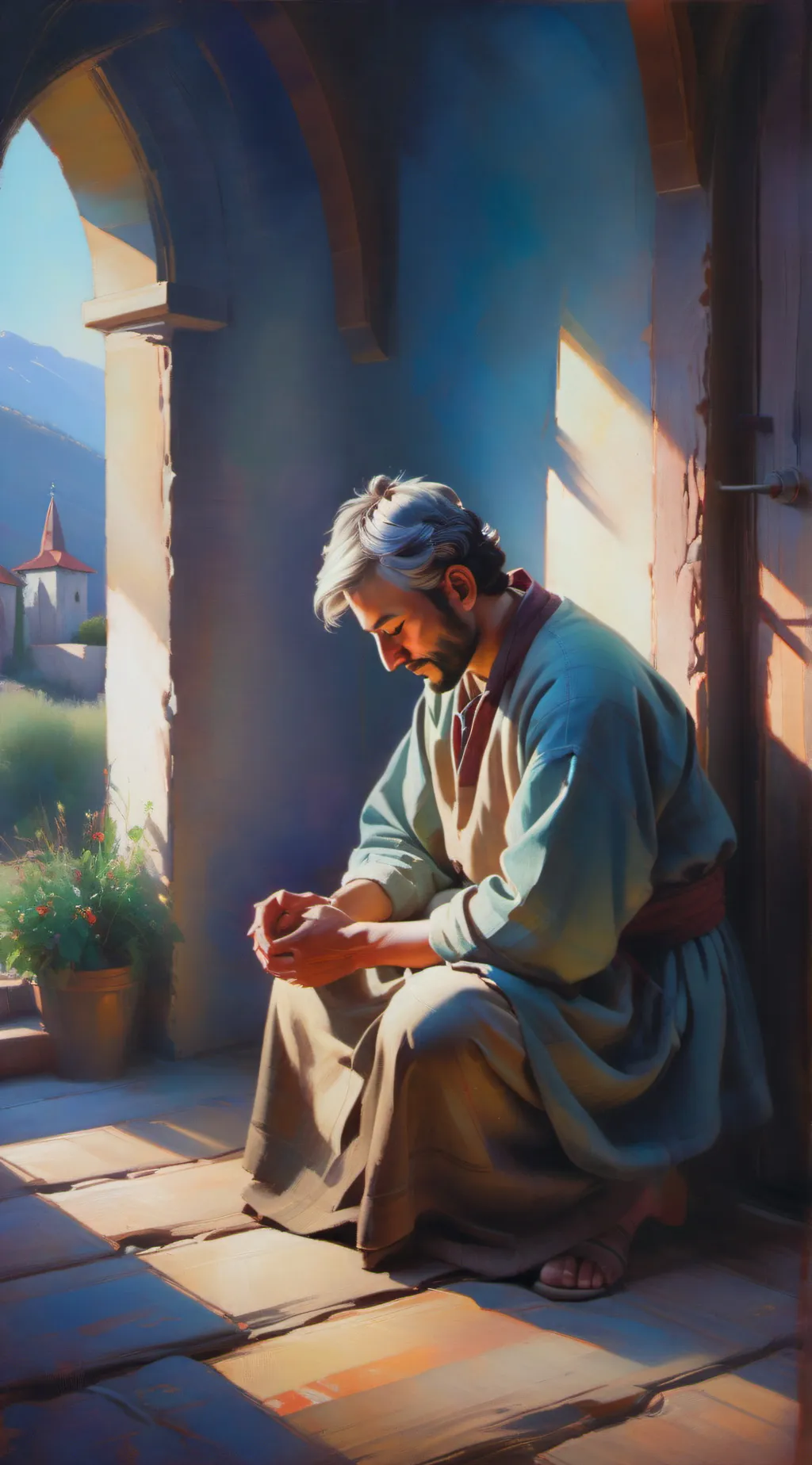 ai character: Jesus background