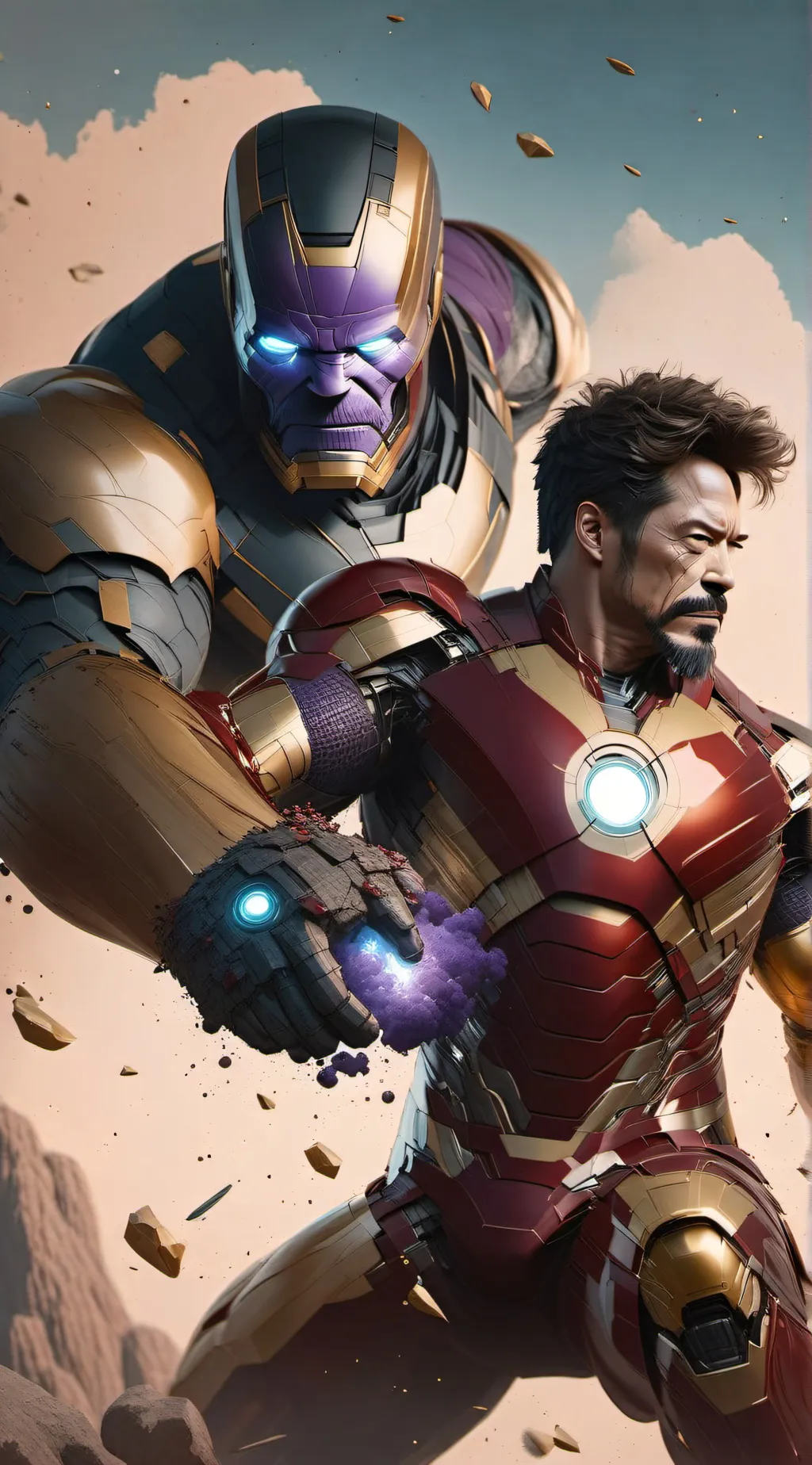 ai character: iron man vs thanos background