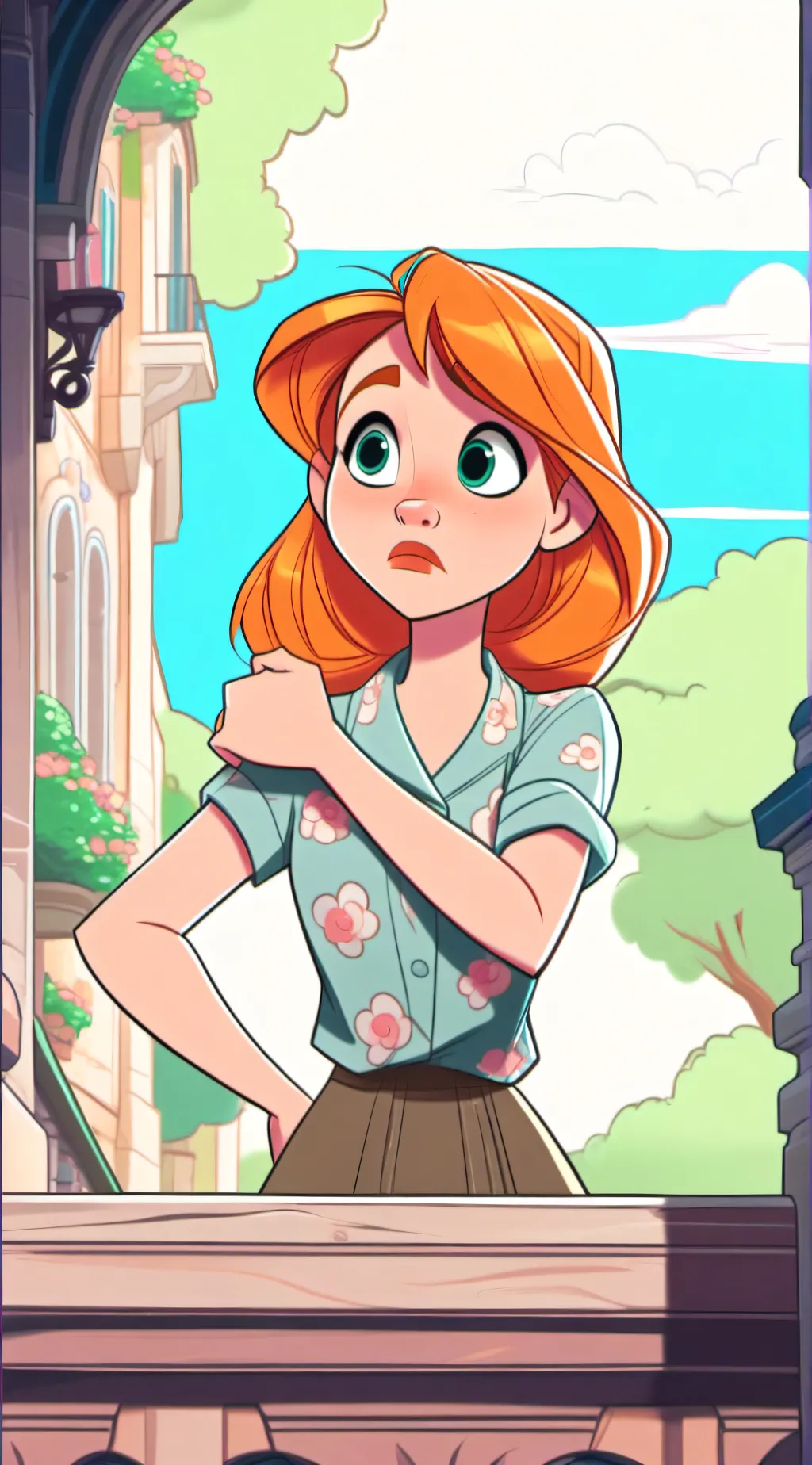 ai character: Emily kissing background