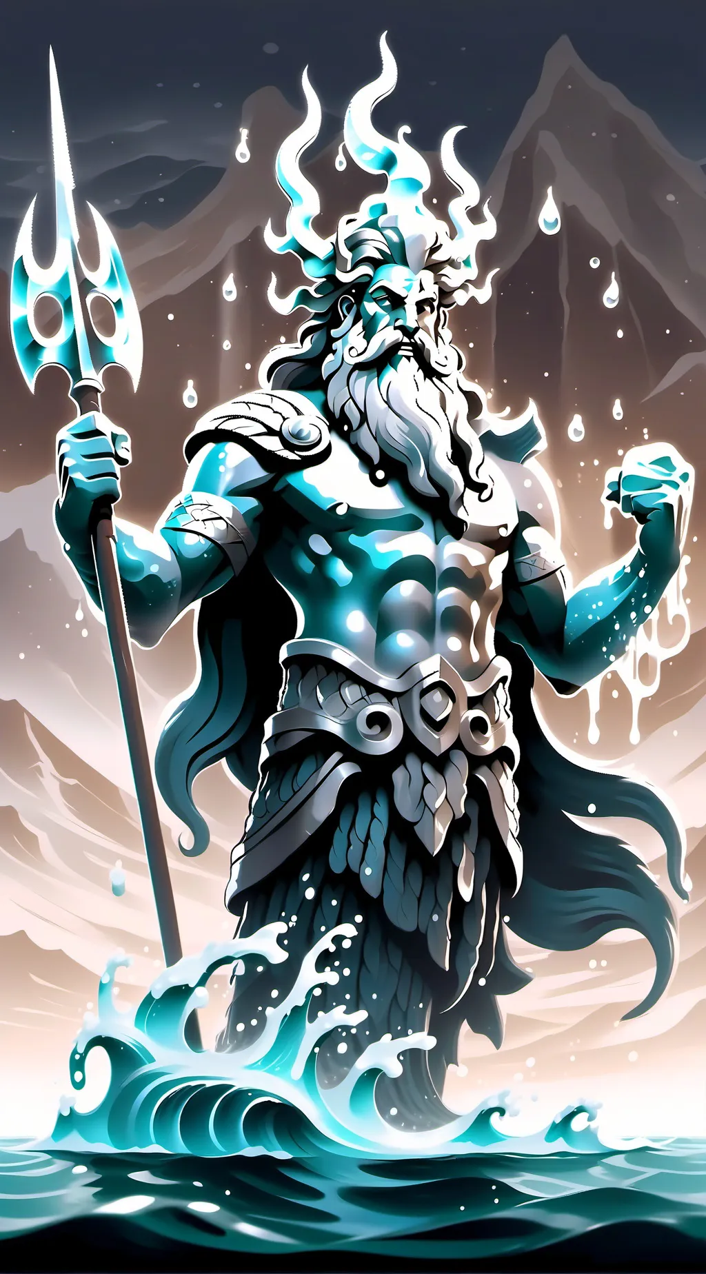 ai character: Poseidon background