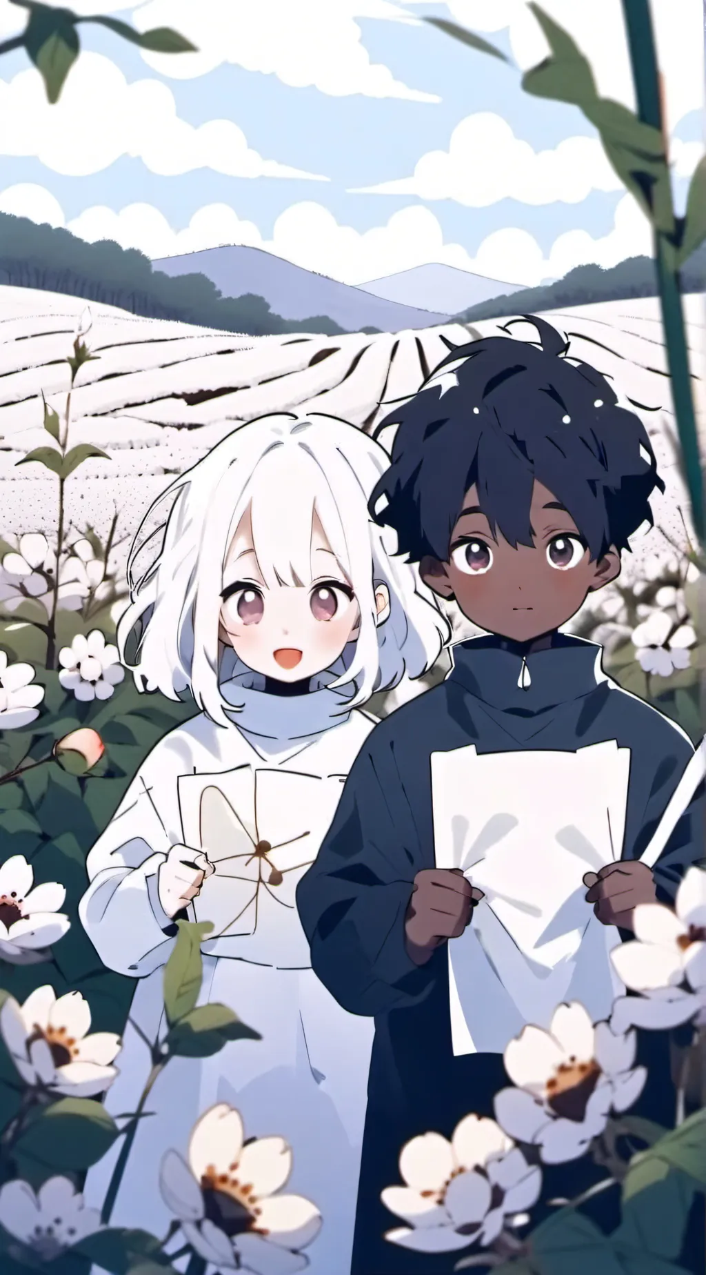 ai character: Cotton field background