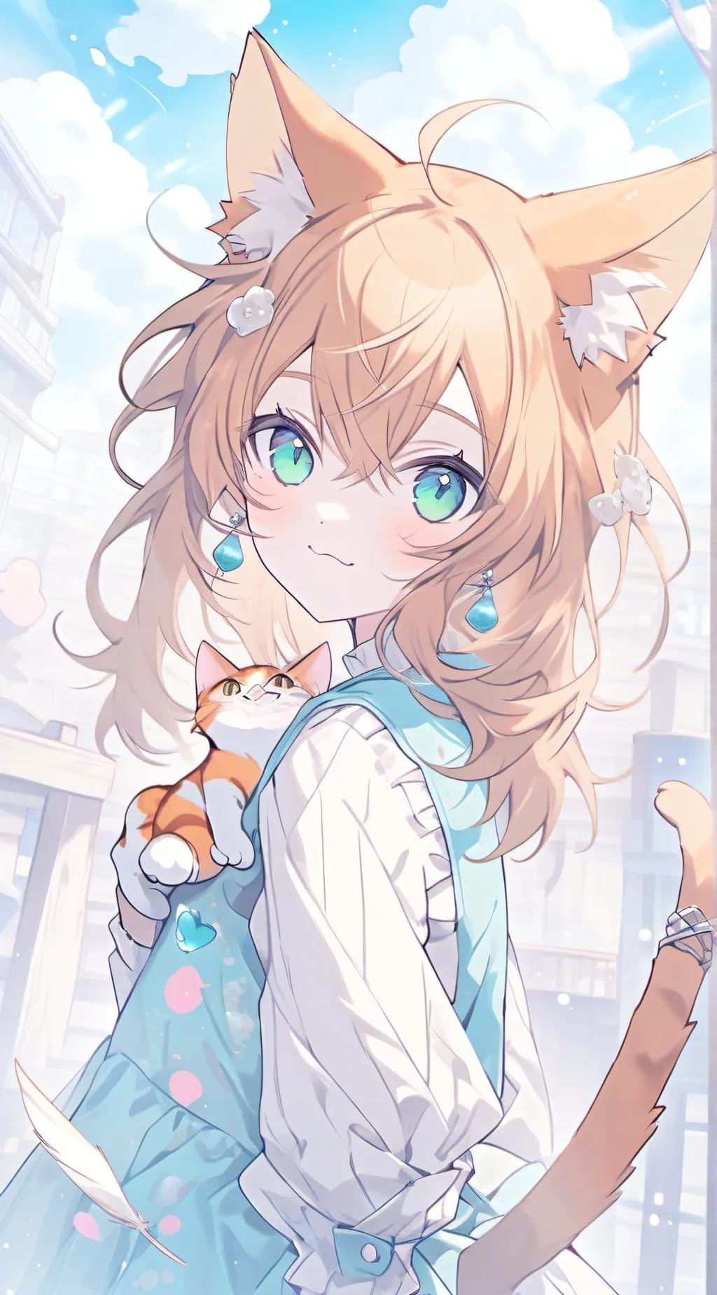 ai character: Cyan-dressed Tabby background