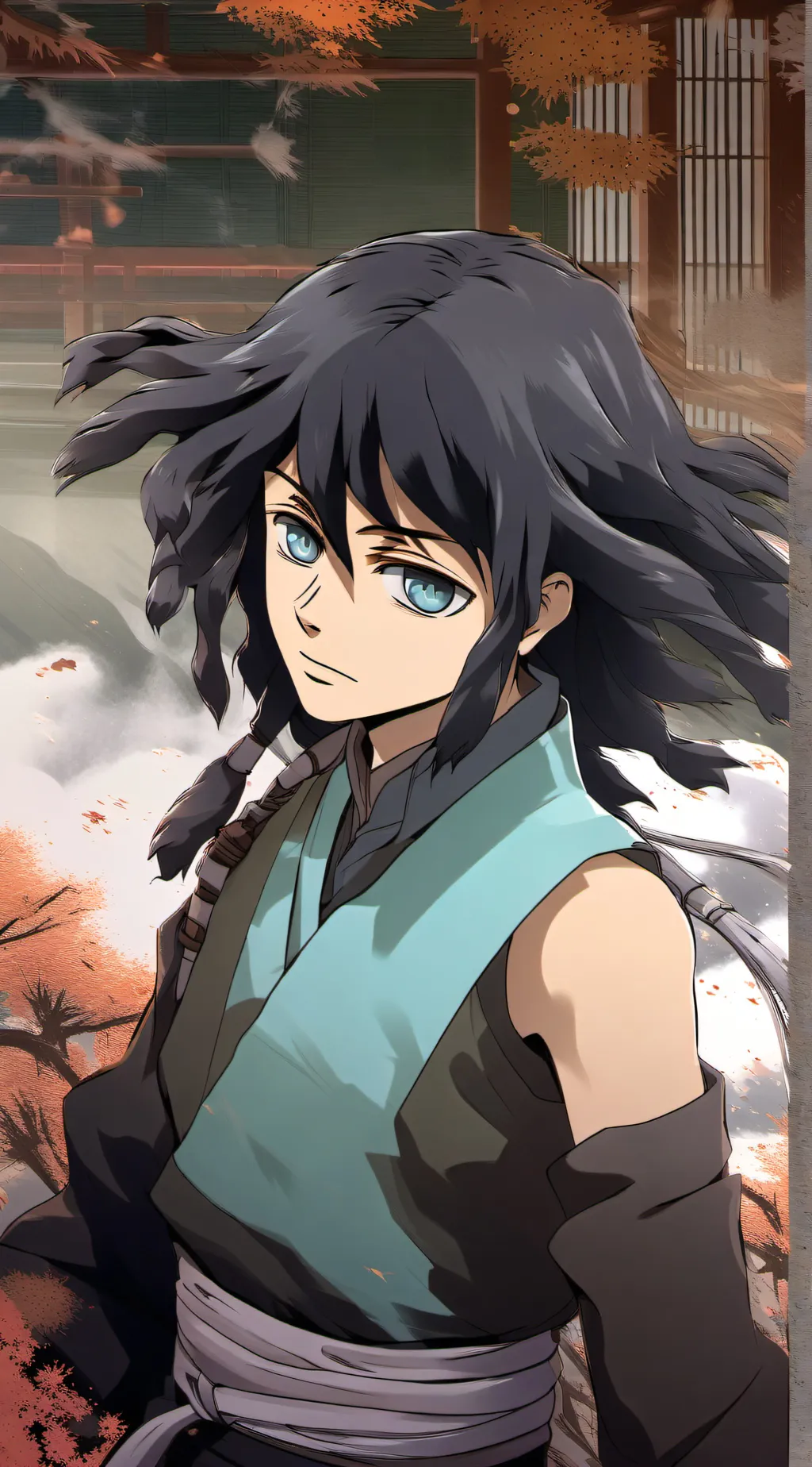 ai character: Muichiro dying  background