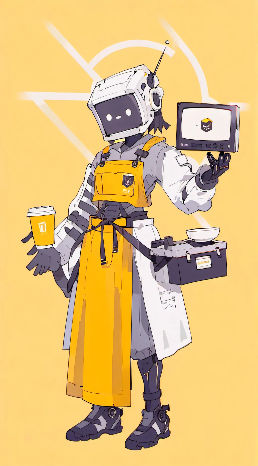 ai character: Robot girl at cafe background