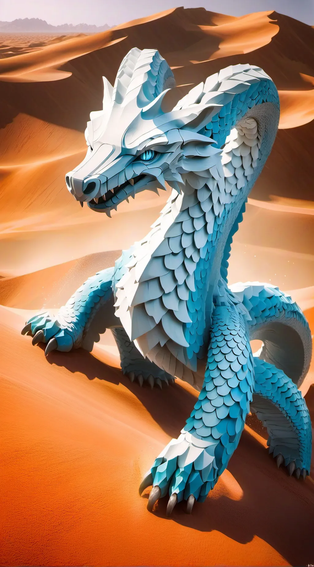 ai character: Snow Dragon 🐉 background