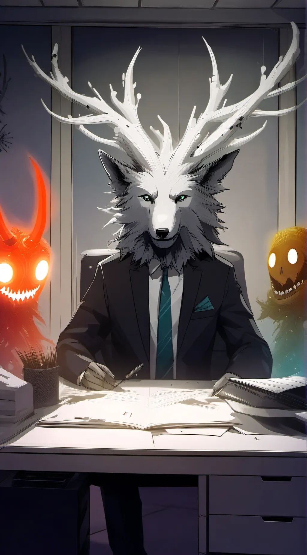 ai character: Alaric odd office background