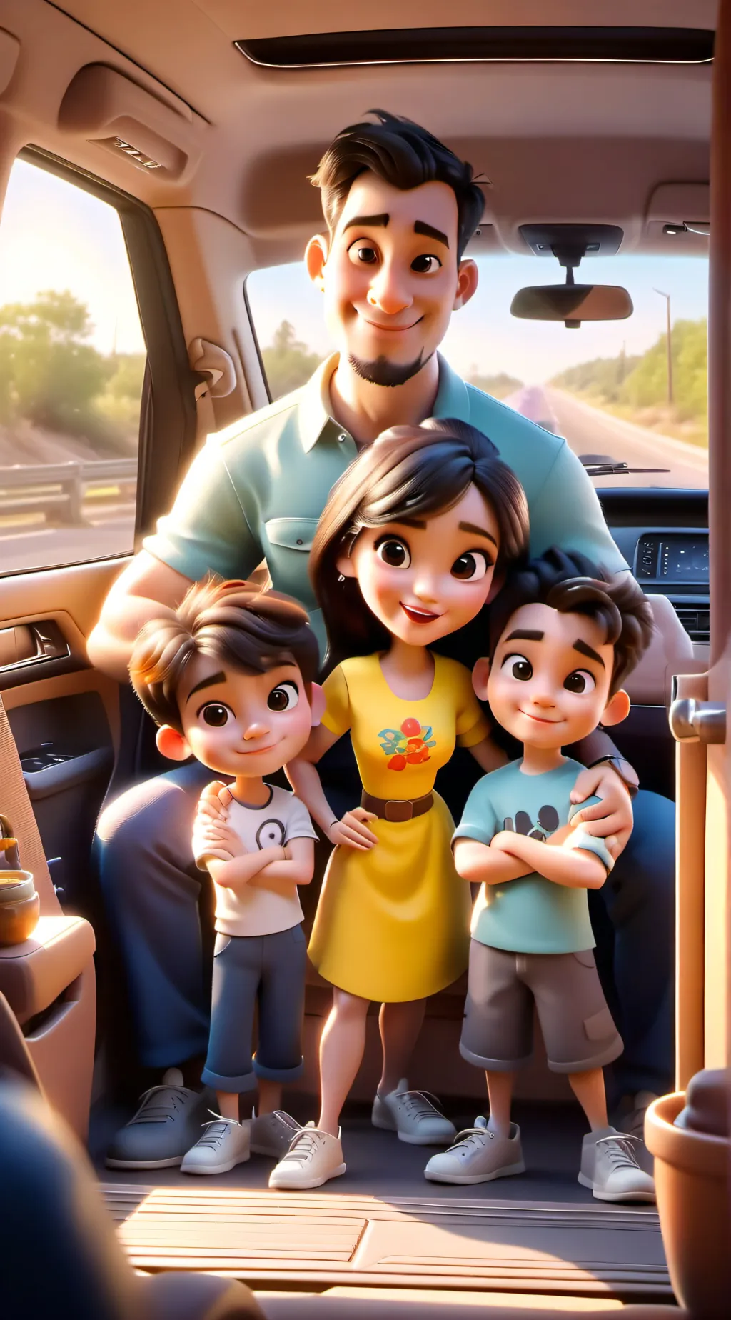 ai character: family road trip background