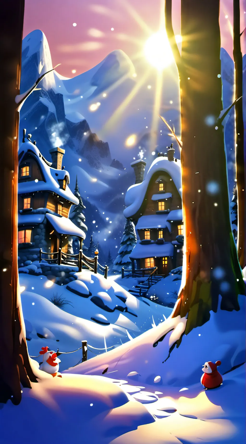 ai character: Touch some snow background